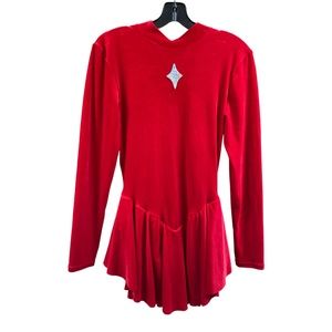 1980’s red velvet leotard size large